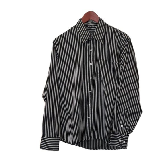 NWOT Black & Silver Stripe Dress Shirt - Picture 1 of 8